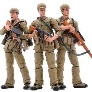 JOY TOY CHINESE PEOPLES VOLUNTEER ARMY (SPRING) 1/18 FIGURE 3PK Articulated Joints