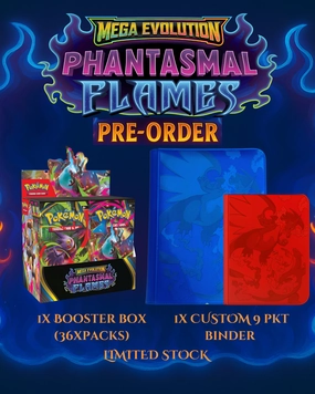 Collector's Series Series Random Toy Find PRE-ORDER Pokemon TCG: Mega Evolution - Phantasmal Flames Booster   Custom 9 Pocket Binder