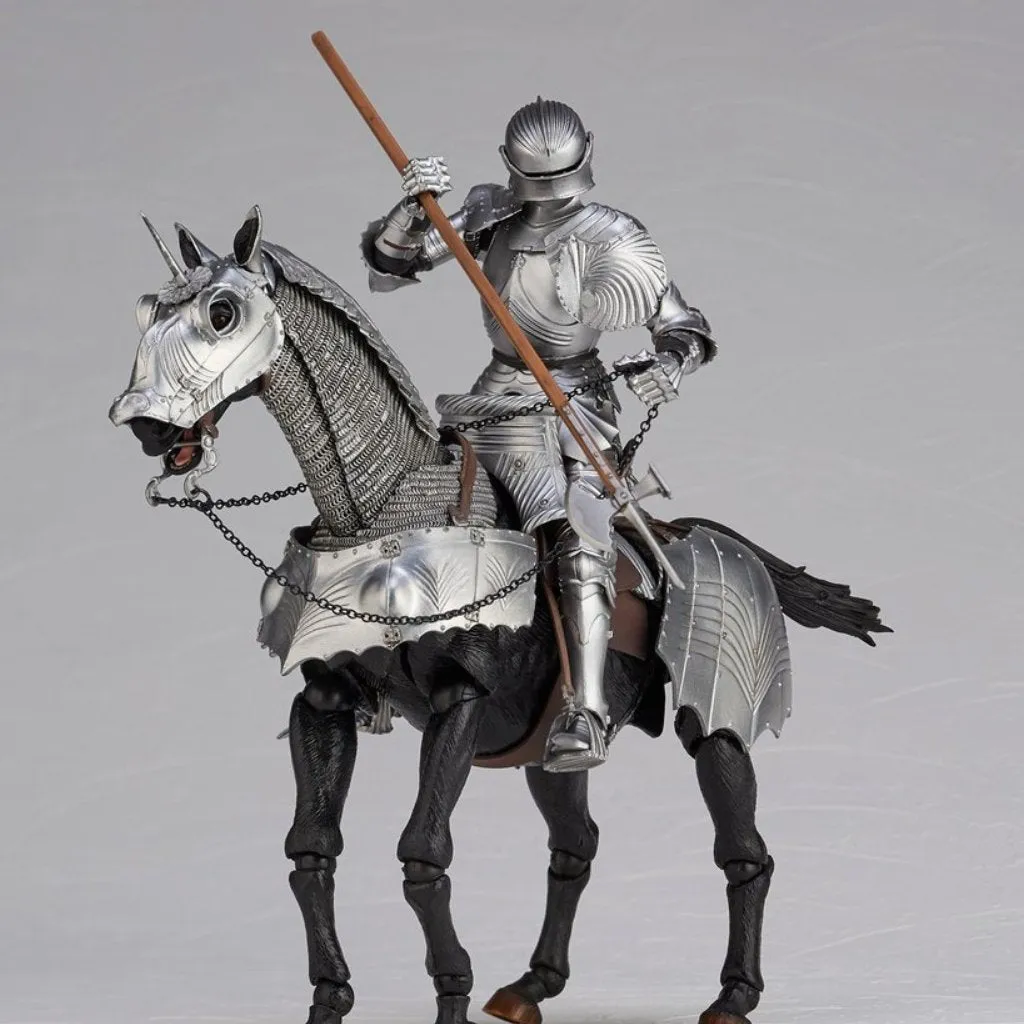 Garden Ornament Full Set Kaiyodo KT Project KT-027 Takeya Style Jizai Okimono 15th Century Gothic Equestrian Armor Silver