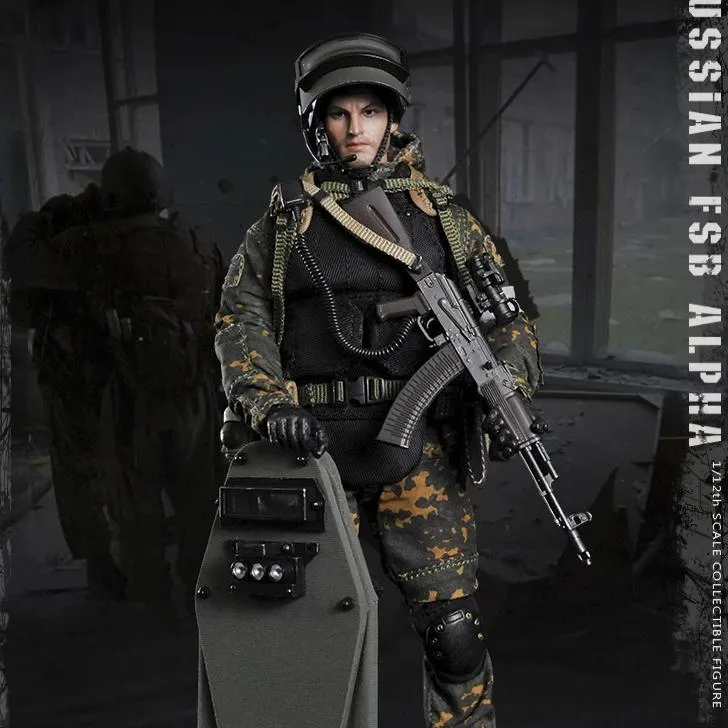Detailed Sculpture Steampunk Design CRAZY FIGURE LW007 Russian Alpha Special Forces Heavy Shield Hand 1/12 Scale Figure