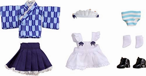 Character Model Cat Figurine Nendoroid Doll Clothes Set Japanese Style Maid Snow Color (Blue)