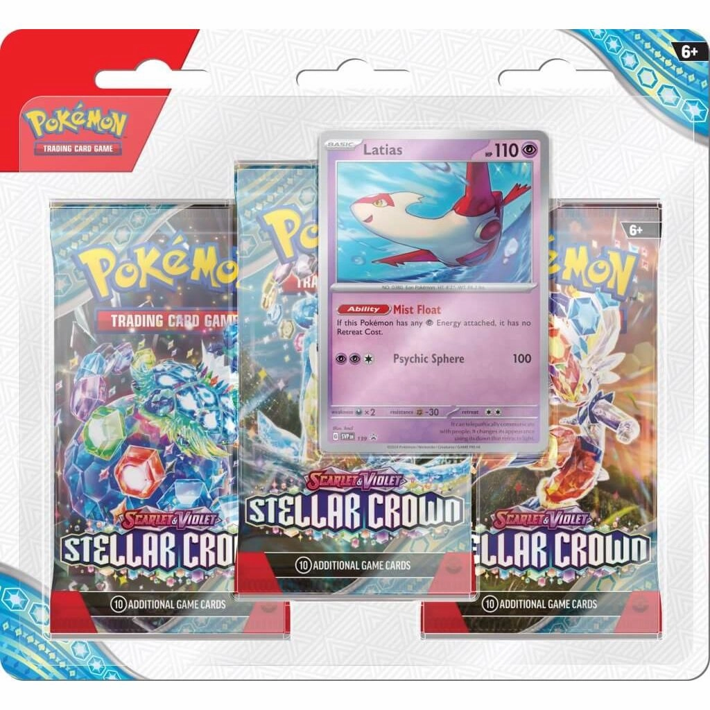 POK??MON TCG Scarlet & Violet 7 Stellar Crown Three Booster Blister Limited Find Series Collector's Drop Display