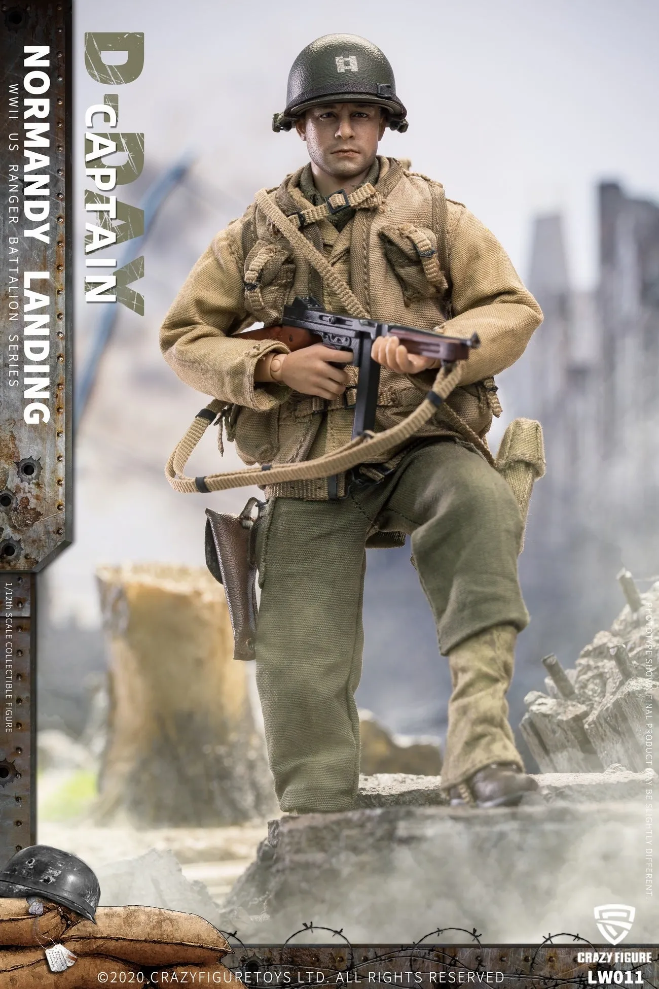 CRAZY FIGURE [CF-LW011] 1:12 WWII U.S. Rangers On D-Day Captain Street Art