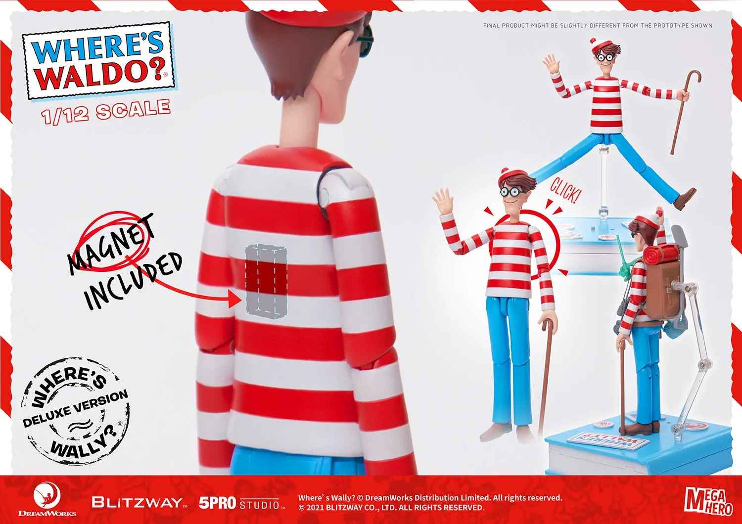 Waldo 1/12th Scale Action Figure (DX ver.) "Where's Waldo?" MEGAHERO Series Fathers Day